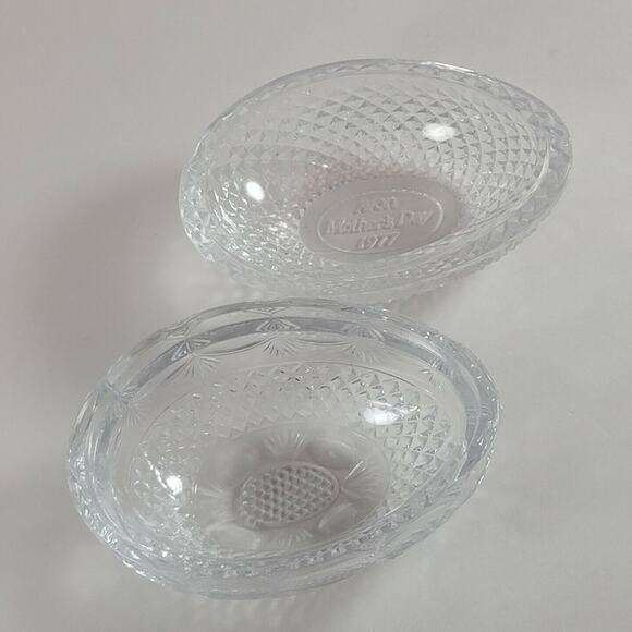 Vintage Cut Glass Egg Fostoria Avon Trinket Dish Candy Jelly Bean Bowl w/ Lid - Picture 4 of 9
